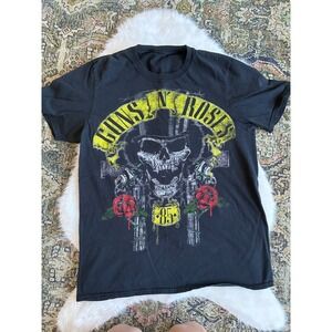 Guns N Roses Skull Top Hat Roses Guns Graphic T Shirt Black Mens Size Medium